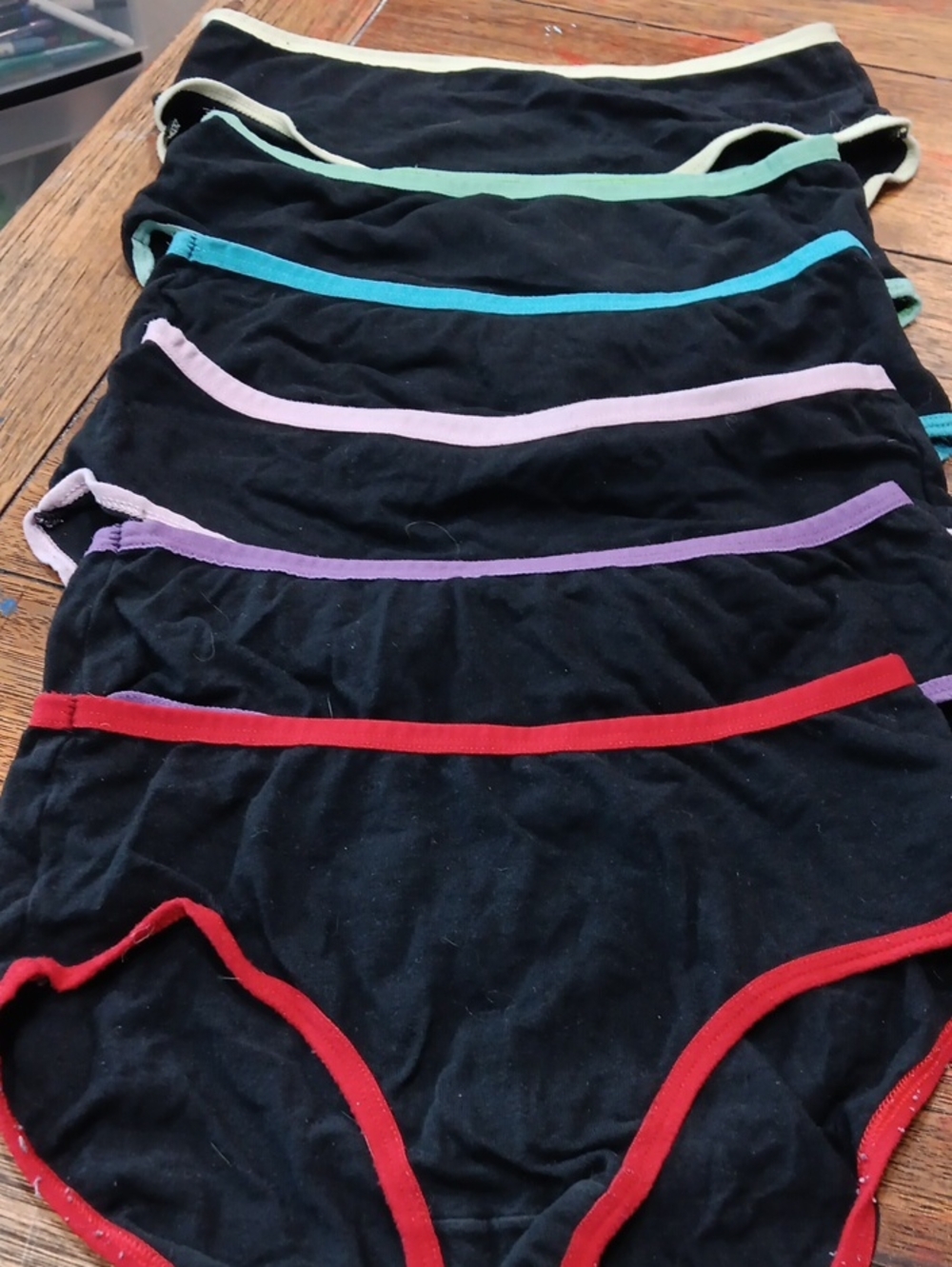 Girls' Black Cotton Briefs Set with Colored Trim - Multi-Pack